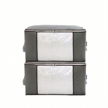 1 2 3pcs Non Woven Clothes Storage Box With Window & Handles Large Capacity Basket For Clothes Blankets Quilts Toys Household Wardrobe Organizer Space