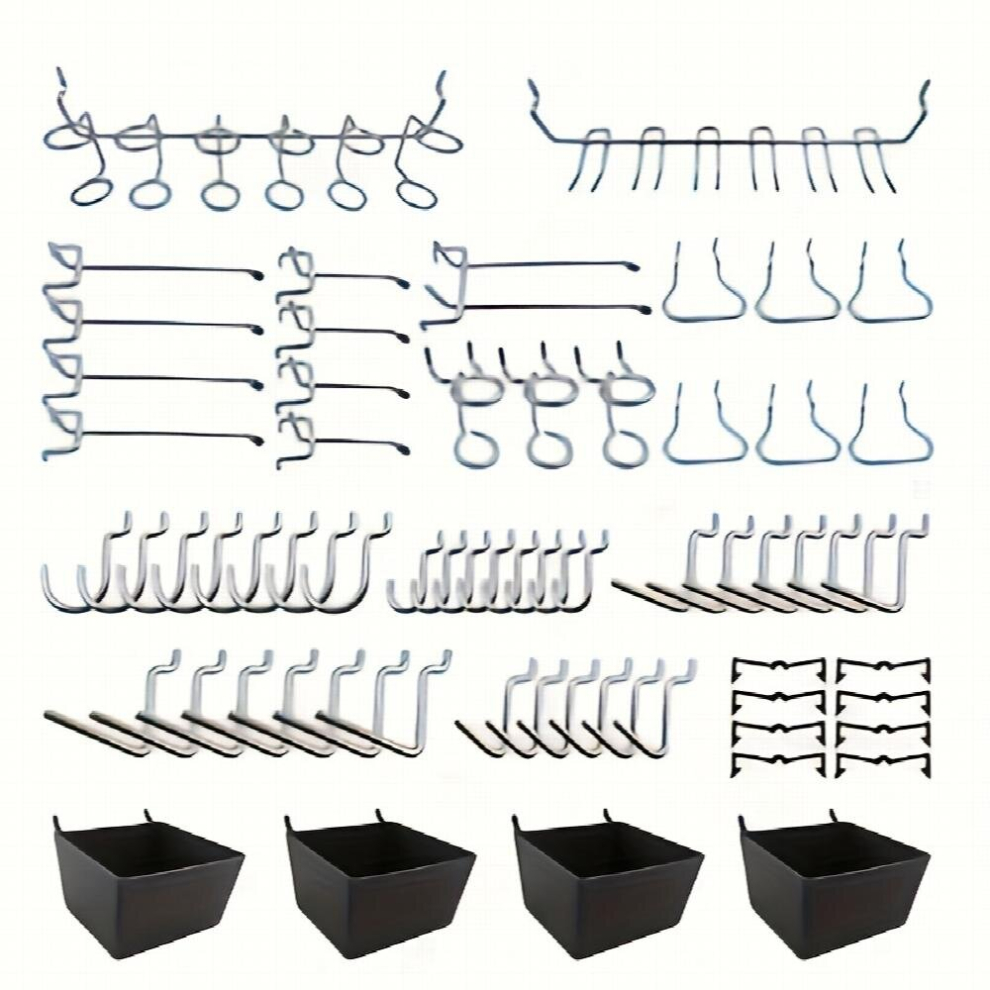 80Pcs Set Pegboard Hooks Pegboard Box Assortment Pegboard Hooks With Pegboard Bins Peg Locks For Organizing Various Tools Garage Supplies 885681077448