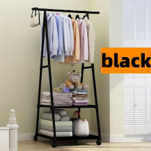 1pc 2 Layers Triangle Coat Rack Storage Rack With Wheels Household Organizer
