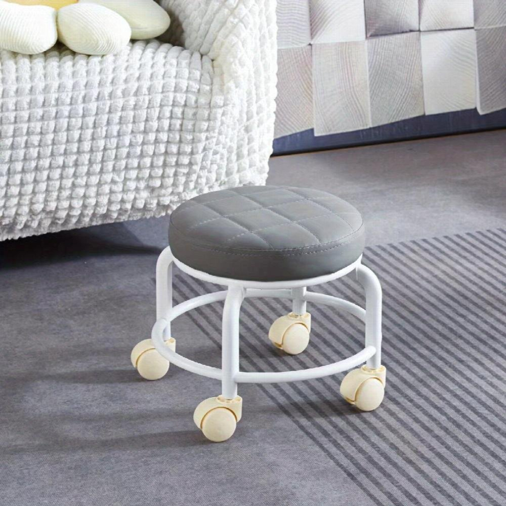 1pc Heightened Round Rolling Stool Stool With Swivel Caster Toddler Stool Household Lazy Stool With Wheels Home Furniture-image-OPC-PD8T222-NEW