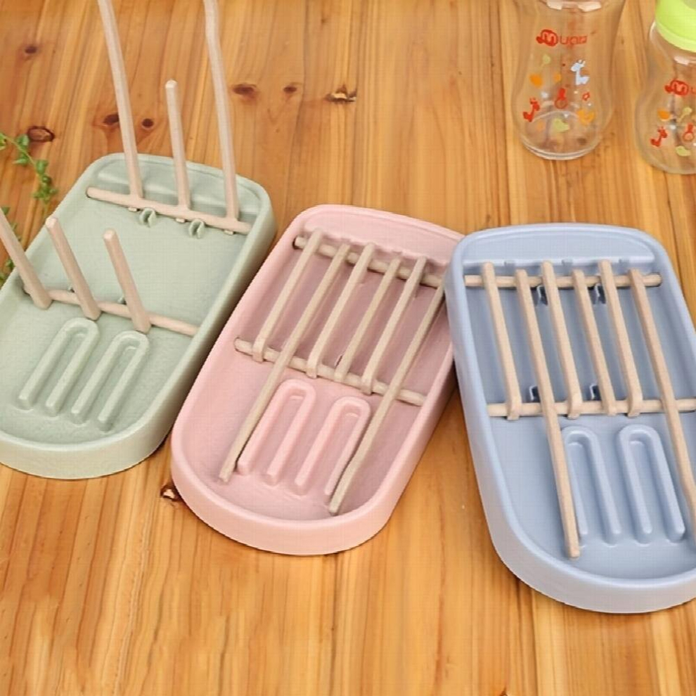 1Pc Wheat Straw Milk Bottle Drain Rack Cup Rack Milk Bottle Pacifier Storage Rack Storage Drain Basket Functional Kitchen Drain Rack Pink