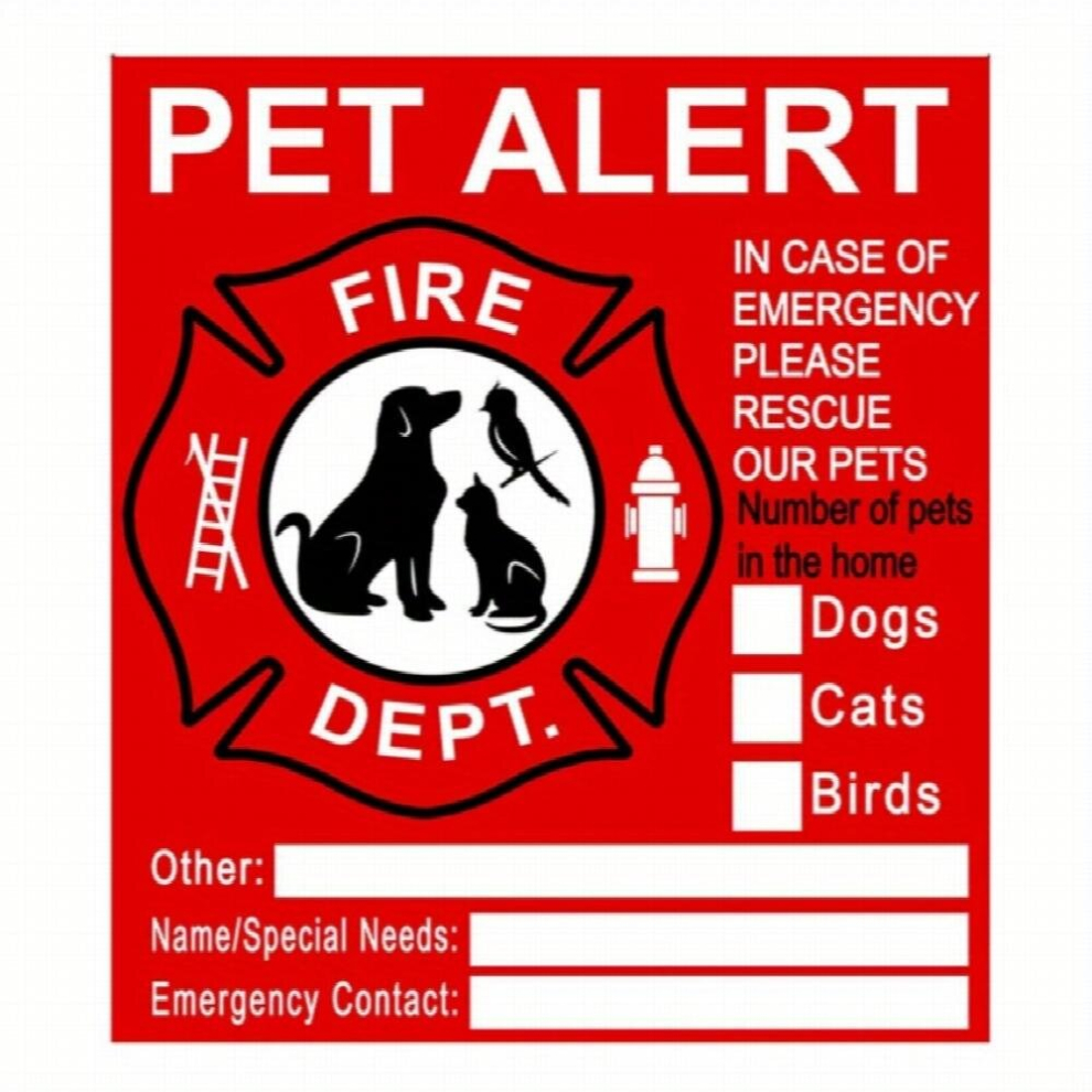 6Pcs Alarm Safety Fire Rescue Stickers Save Our Cat Dog Pets In A Fire Emergency Firefighters Will See The Alarm From The Window Door Or House To Save 885681085122
