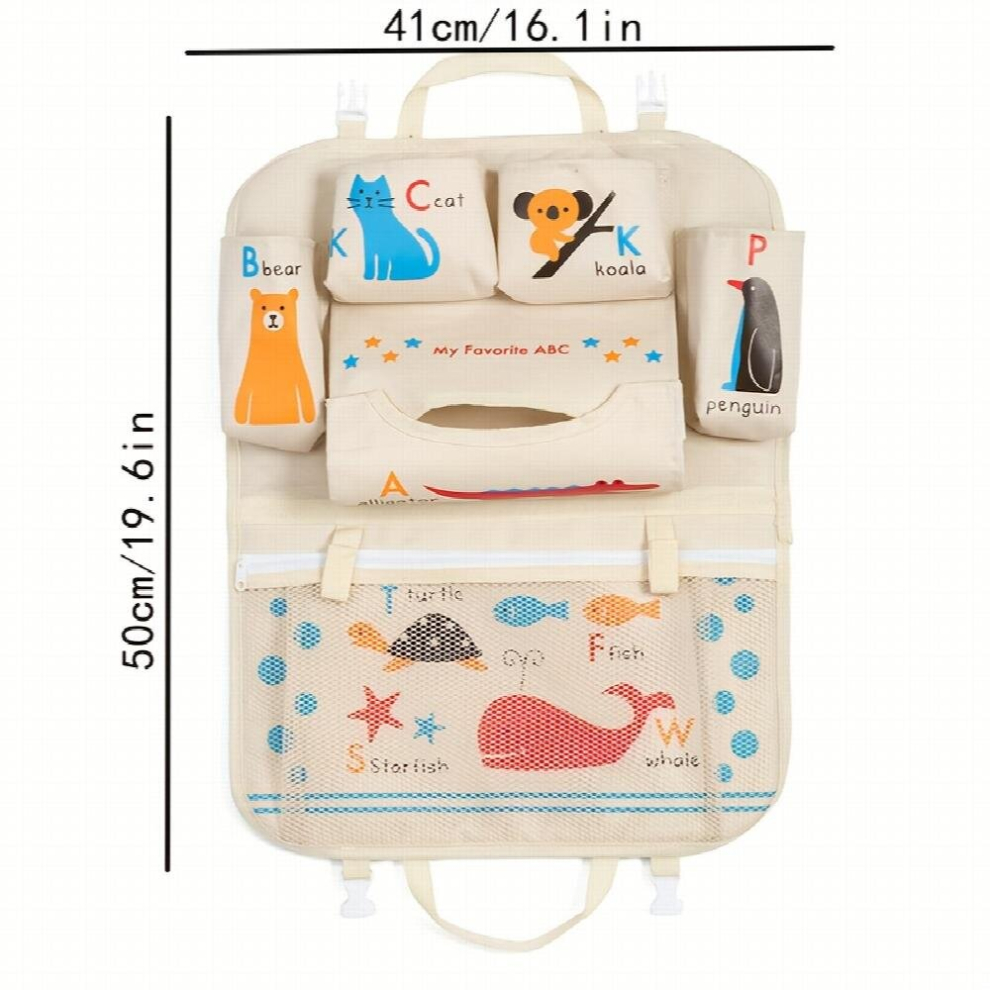 1Pc Multifunctional Car Storage Bag Car Seat Back Storage Bag Car Seat Back Hanging Bag Printed Hanging Organizer Car Interior Supplies Car Accessorie Multicoloured 885681121110