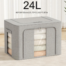 1pc Clothes Storage Box With Handles & Frame Large Capacity Clothes Basket For Clothes Blankets Books Toys Household Wardrobe Organizer Space Saving O