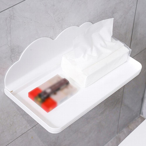 1pc Foldable Wall mounted Rack Bathroom Punch Plastic Shelf Household Organizer 1