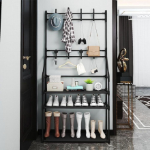 1pc Entrance Coat Rack Foyer Shoe Rack Standing Coat Rack With 3 4 Layers Of Storage Shelves And 8 Double Hooks Living Room Bathroom Hallway Shoe Rack