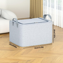1pc Zippered Felt Clothes Storage Box With Lids & Handles Large Capacity Basket For Clothes Blankets Quilts Toys Household Wardrobe Organizer Space Sa