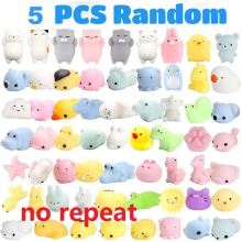 (A--5PCS--no repeat) 50-5PCS Kawaii Squishies Mochi Anima Squishy Toys For Kids Antistress Ball Squeeze Party Favors Stress Relief Toys For Birthday