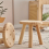 1pc Solid Wood Shoe Changing Stool Biscuit Shape Small Stool Outdoor Removable Small Stool Porch Stool 3