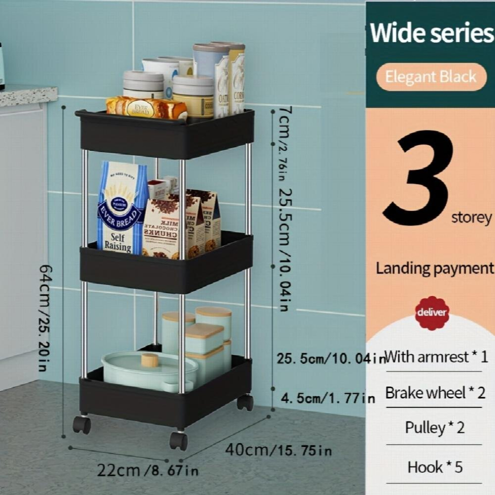 1pc Household Kitchen Cart Storage Rack layer Floor Rotating Seasoning Rack Movable Daily Necessities Storage Rack-image-OPC-PD8T68R-NEW