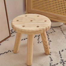 1pc Solid Wood Shoe Changing Stool Biscuit Shape Small Stool Outdoor Removable Small Stool Porch Stool