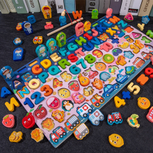 (737) Kids Montessori Educational Wooden Math Toys Children Busy Board Count Shape Colors Match Fishing Puzzle Learning Toys Gifts
