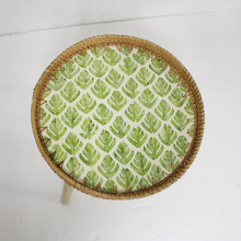 1pc Rattan Braided Bedside Table Boho Style Bedroom Decor Round Sofa Small Side Table Small Coffee Table