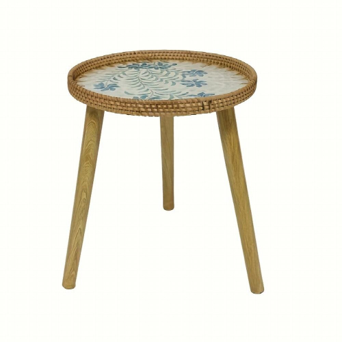 1pc Rattan Braided Bedside Table Boho Style Bedroom Decor Round Sofa Small Side Table Small Coffee Table 2