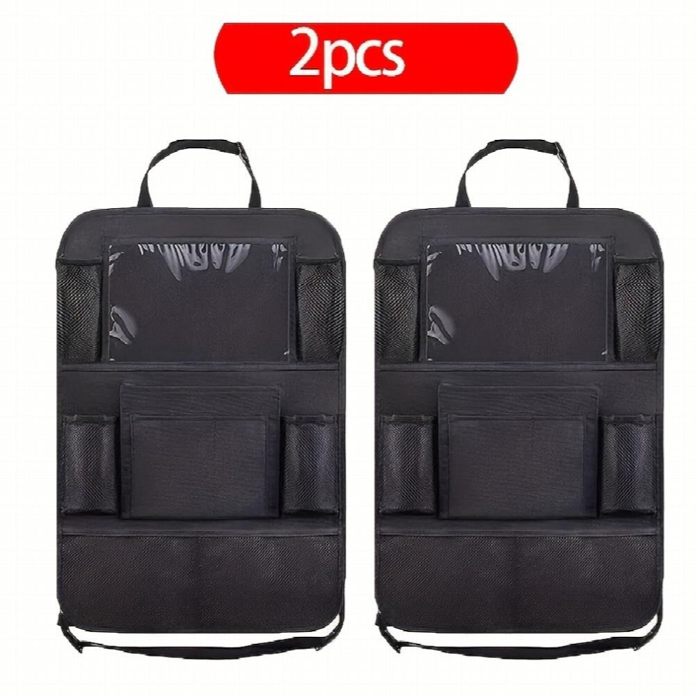 2Pcs Car Seat Storage Bag Multifunctional Oxford Fabric Car Backrest Pocket Storage Bag With Tablet Computer Bracket Protector Car Accessories Multicoloured 885681120212