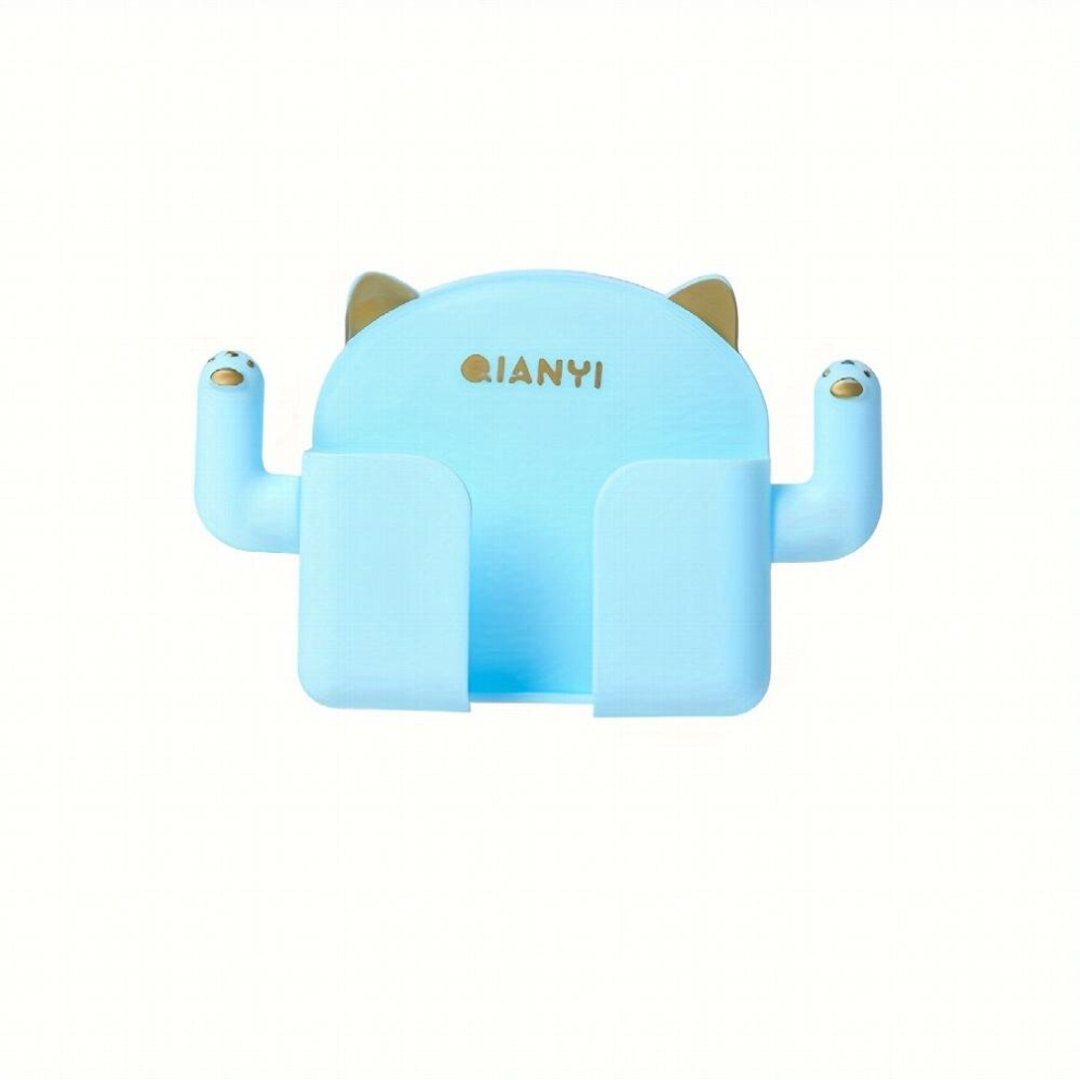 1Pc Mobile Phone Holder With Hooks Bedside Placement Rack Fixed Paste Wall Hanging Punch Mobile Phone Shelf Artifact Kitchen Bathroom Bedroom Office A Blue 885681116598