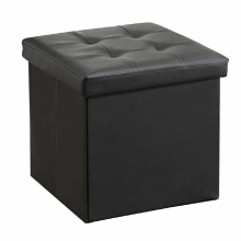 1pc Foldable PU Sofa Interior Stool With Storage Box purpose Shoe Ottoman Stool Leather Square Poly Blend Stool