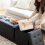 1pc Foldable PU Sofa Interior Stool With Storage Box purpose Shoe Ottoman Stool Leather Square Poly Blend Stool 4