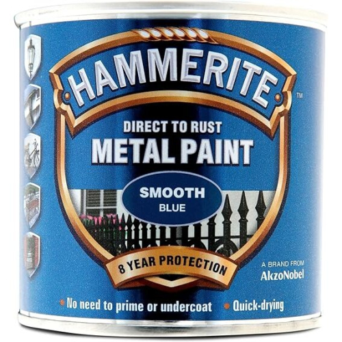 Hammerite Hammerite Direct to Rust Metal Paint - Smooth Blue Finish 250ML 1