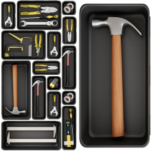46pcs Tool Storage Tray Organizer Tray 5 sizes Large 30 Tool Box Organizers And Storage Fit For Hammer Wrench Screw Small Parts Toolbox Organization T