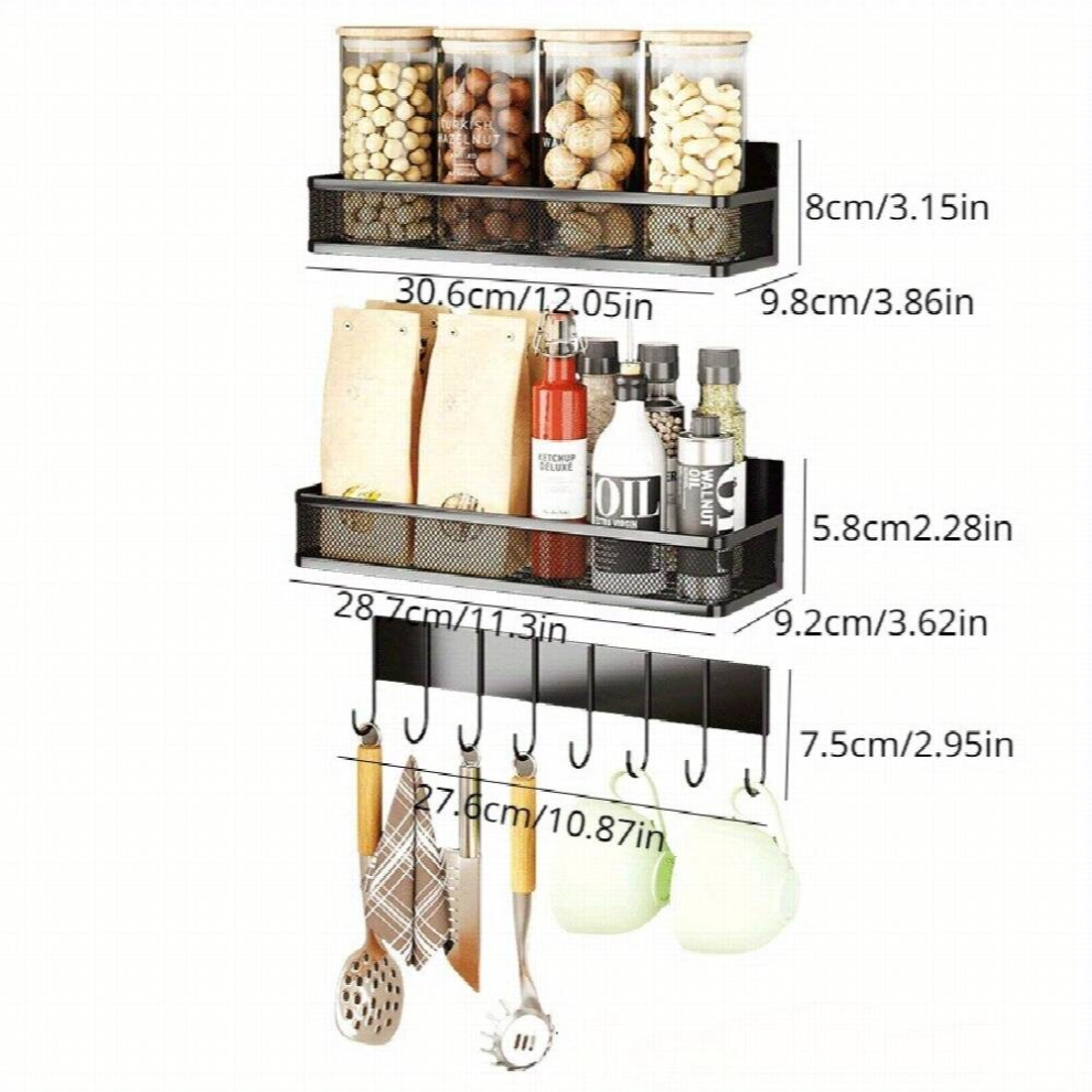 1 Set Metal Magnetic Fridge Organizers Magnetic Spice Racks Magnetic Hangers Household Kitchen Storage-image-OPC-PD8T6FD-NEW