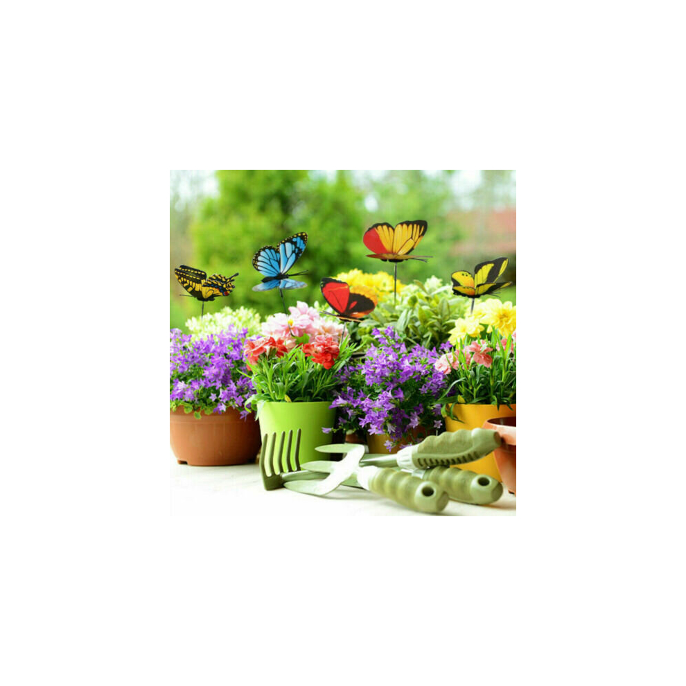 50x Colourful Butterflies Garden Stakes Home Patio Lawn Ornaments Decorations