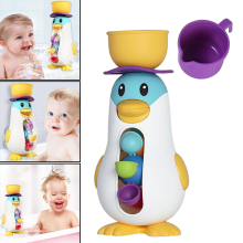 Baby Bath Partner Windmill Penguin Kids Sprinkler Bathtub Toy Back Suction Cup