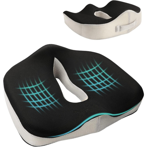 Cuscino per Coccige Sciatica Emorroidi Tailbone Back Pain Relief, Memory Foam Ergonomic Posture Seat Pads