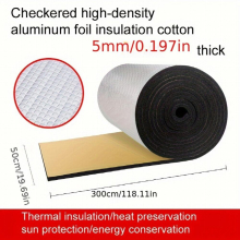 1pc 50 300 0 Grid Aluminum Foil Back Adhesive Insulation Cotton High Temperature Resistant Flame Retardant Fireproof Insulation And Insulation Cotton