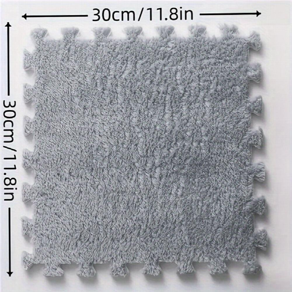 12pcs Plush Foam Floor Mat Square Interlocking Fluffy Tiles With Border Play Mat Flooring Tiles Soft Climbing Area Rugs For Home Playroom Decoration