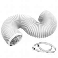 1pc Dryer Vent Hose Flexible Insulated Air Ducting Vent Hose PVC Aluminum Foil With 2 Clamps For HVAC Ventilation 4 Inch 8ft