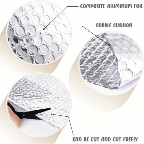 1pc Double Layer Reflective Bubble Insulation Board 49 X 3 05meter Double Layer Composite Aluminum Foil Bubble Insulation Roll Reflective Insulation F 2