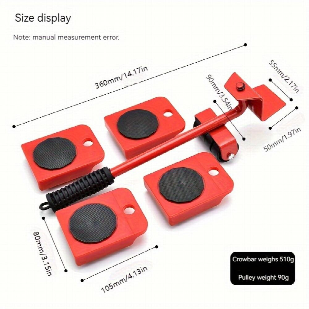 5Pcs Moving Universal Wheel Set Triangular Wheel Moving Mover Pulley Base Heavy Object Handling Tool 885681186638