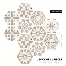 11pcs Noble And Printed Hexagonal Floor Stickers Waterproof And Non slip Home Decoration Hexagonal Art Splicing Self adhesive Waterproof And Non slip