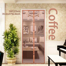 1 Set Coffee Brown Magnetic Screen Door Keep Bugs Out Let Breeze In Curtain Works With Pet Sliding Single Door 96 205
