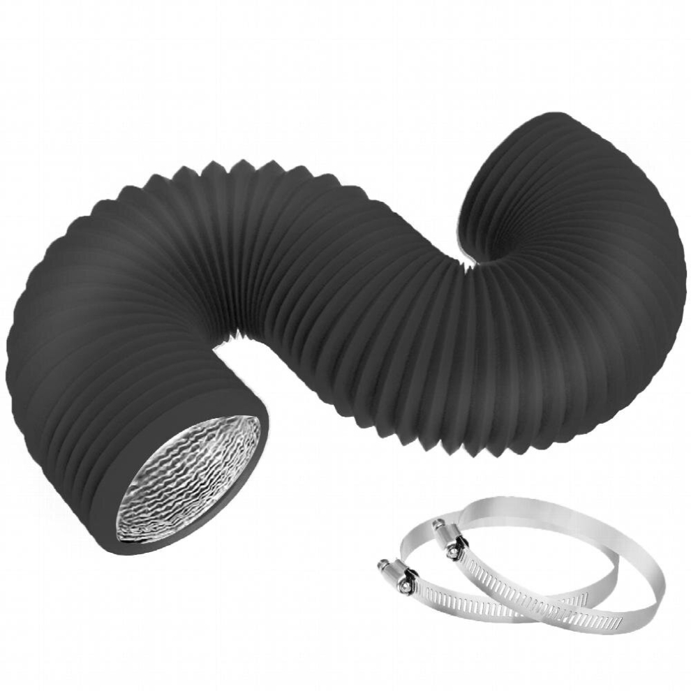 1 Set Dryer Vent Hose Flexible Insulated Air Ducting Vent Hose Pvc Aluminum Foil With 2 Clamps For Hvac Ventilation 4 Inch 8 Feet 885681187147