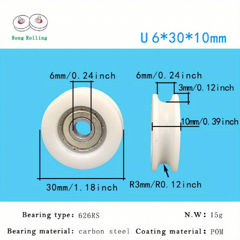 10Pcs 626 Plastic Coated Bearings 608 Plastic Coated Bearings Plastic Coated Materials Pom Sliding Roller Diameter 30Mm Thickness 10Mm Bearing Bore 6M 885681187451