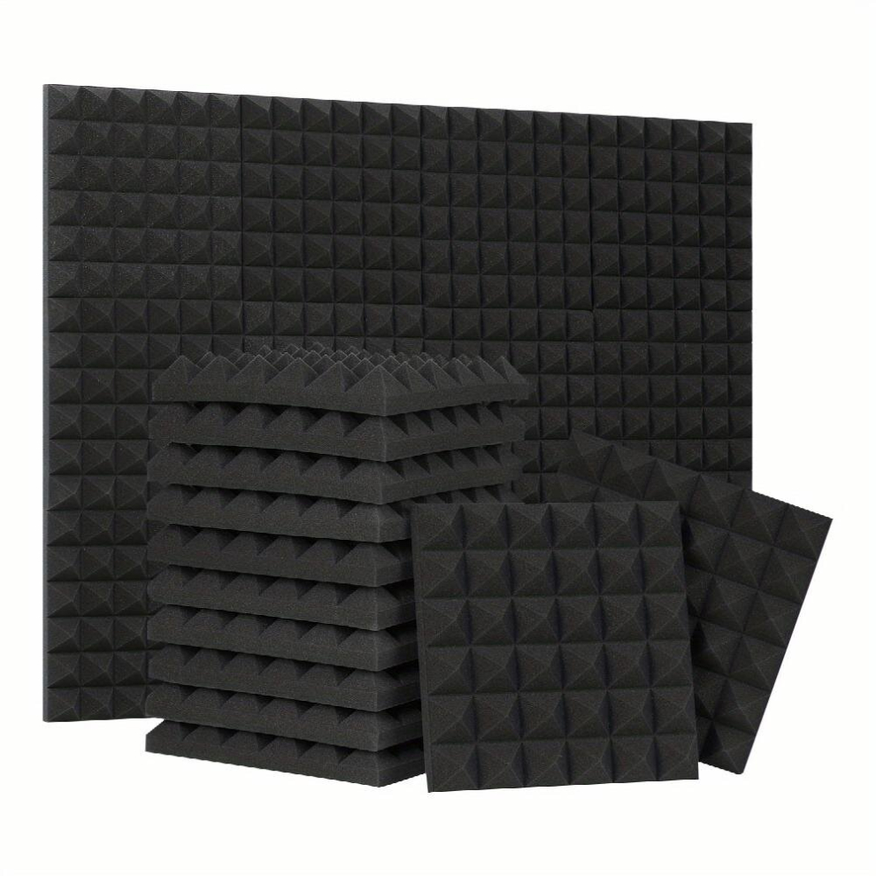 24Pcs Acoustic Foam Panels 12 12 2 Inch Pyramid Sound Absorbing Foam Panels High Density Acoustic Panels For Wall Sound Absorption 885681188441