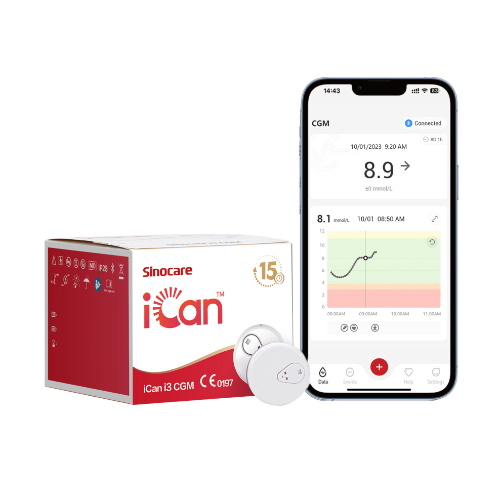 Sinocare iCan Continuous Glucose Monitor, with APP, Sensor Ã1