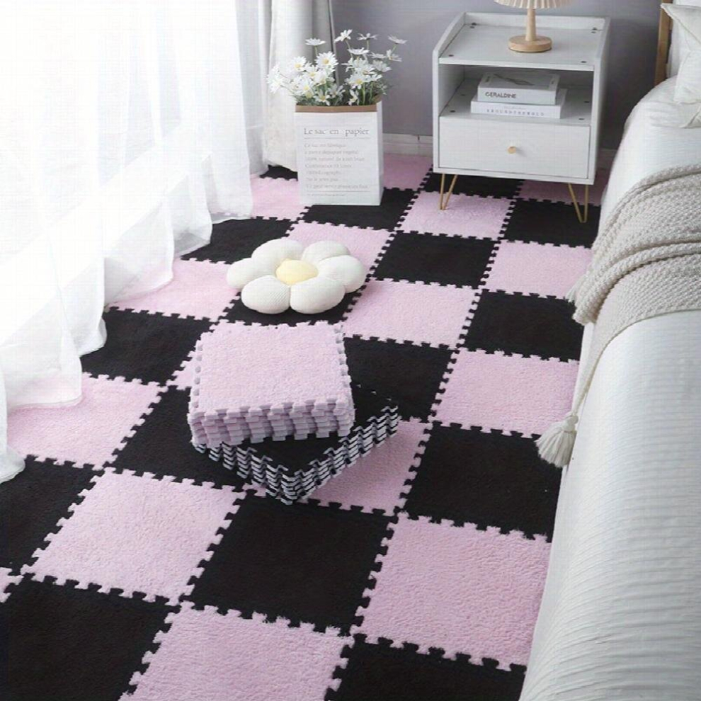 12Pcs Washable Interlocking Puzzle Foam Floor Mats Perfect Baby Play Mat For Playing Cutting & Learning 30 48X30 48 Cm & Pink