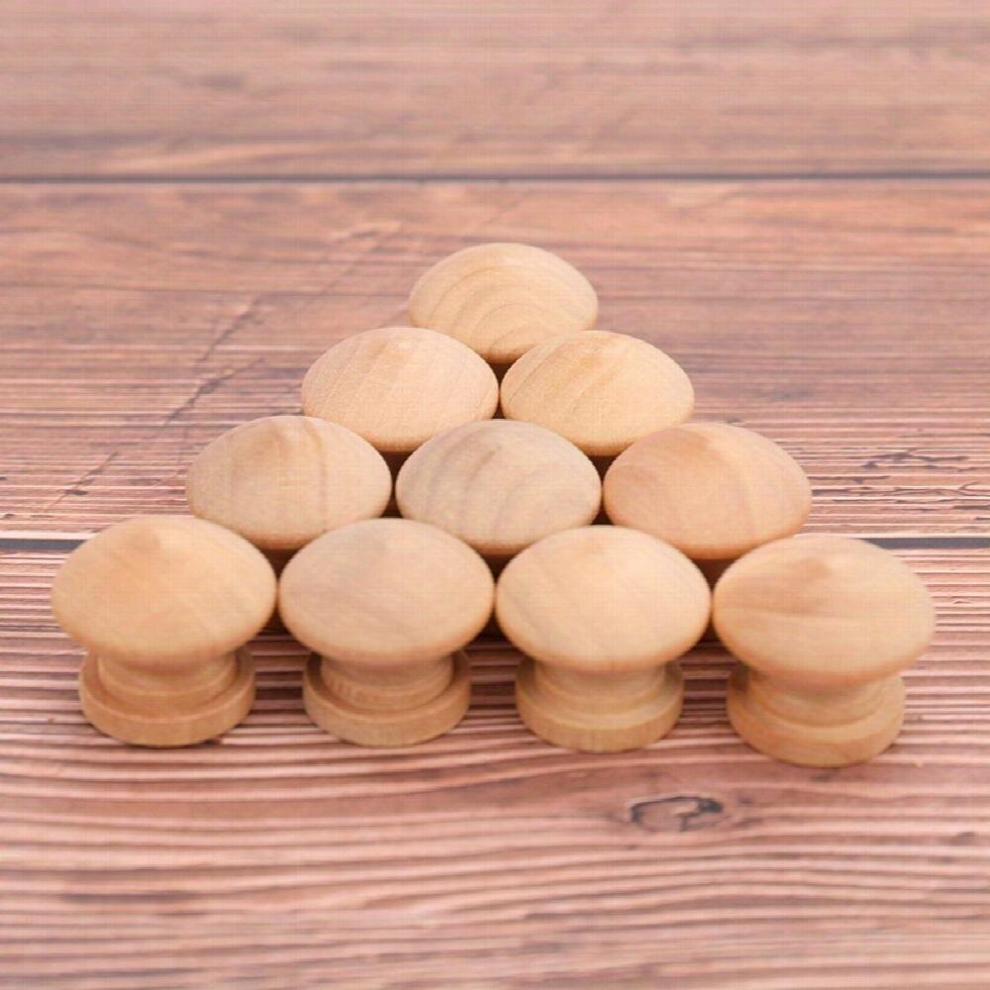 10Pcs Round Knob 44Mm Round Mushroom Shape Wood Cabinet Drawer Pull For Bathroom Bedroom Cabinet Door Knob Drawer Pull 885681192059