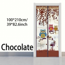 1pc Clear Of Pattern Chocolate Owl Pattern Magnetic Screen Door With Strong And Dense Mesh Sealing Magnet To Close Automatically