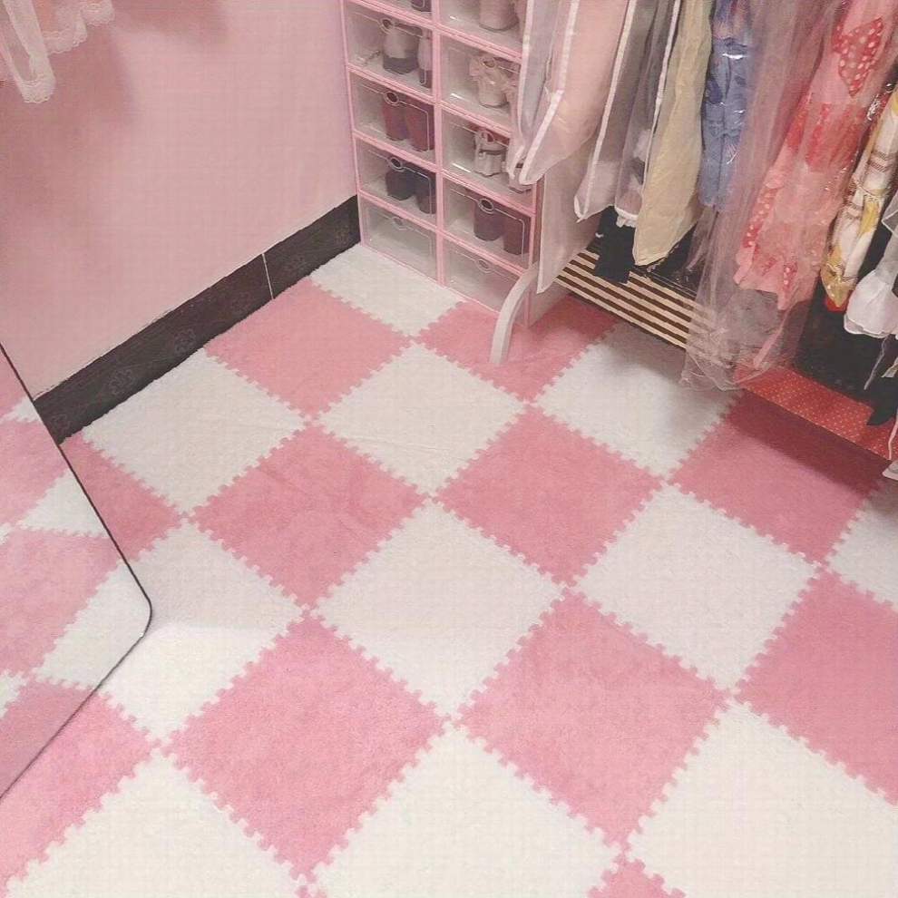 12pc Plush Foam Interlocking Tiles Mat 12x12 Puzzle Floor Mat For Bedroom Living Room & More Cuttable Washable & Velvet Soft