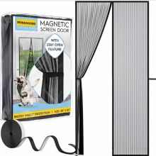 1pc Magnetic Screen Door Self Sealing Heavy Duty Hands Mesh Partition Keeps Bugs Out Pet And Kid Friendly Patent Pending Keep Open Feature 96 52 Cm X