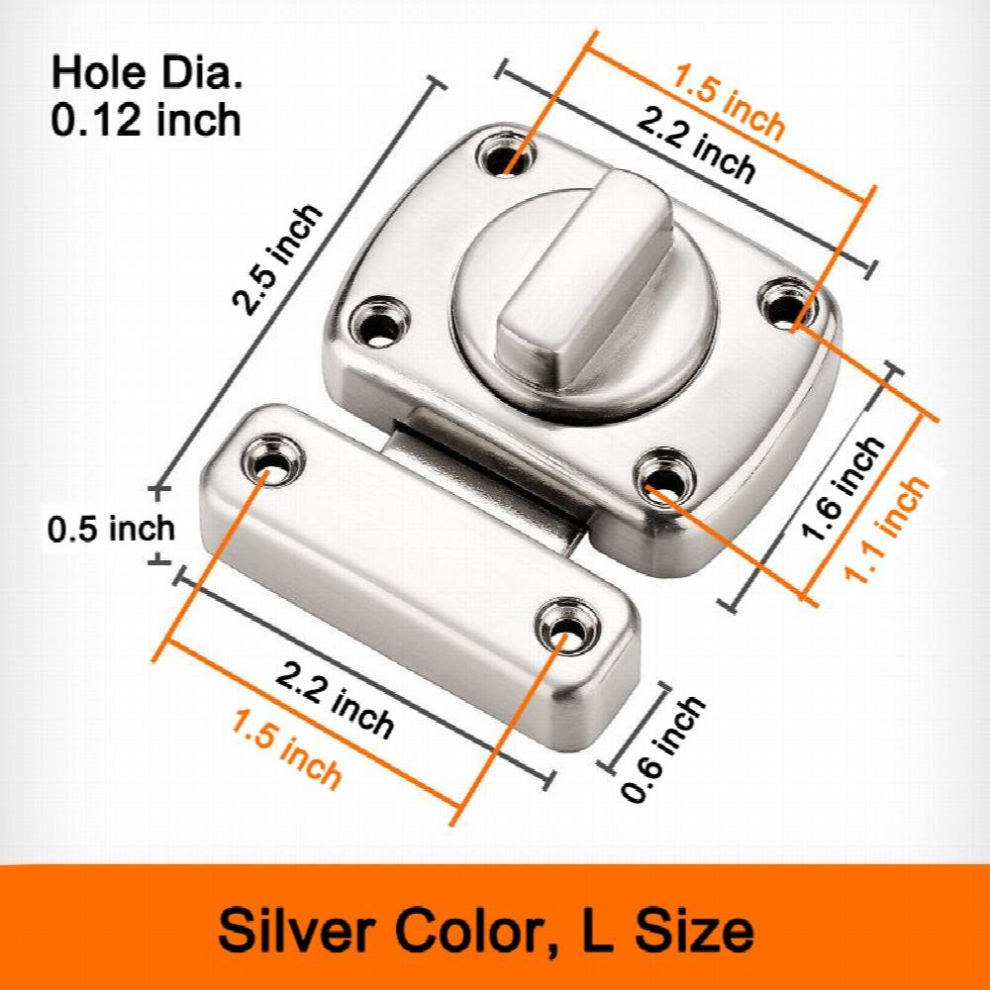 1Pc Home Security Door Lock Rotate Bolt Latch Gate Latches Door Slide Lock Twist Rotating Barrel Lock For Bathroom Toilet Door Lock Catch Latch Bolt 885681191991