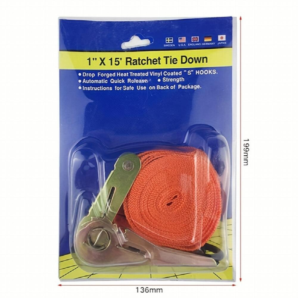 1 2Pcs Thickened Ratchet Tensioning Strap Cargo Binding Strap Car Fastener Tightening Tensioning Strap 885681192028