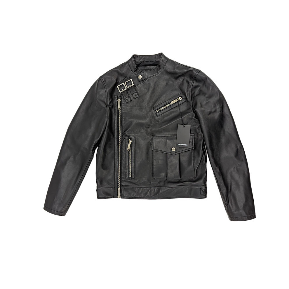 (EU 48) DSQUARED2 Mens Biker Jacket Zipped