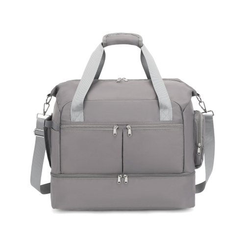 (Grey) Waterproof Multi-Pocket Travel Duffel Bag Set With Dedicated Shoe Compartment 2