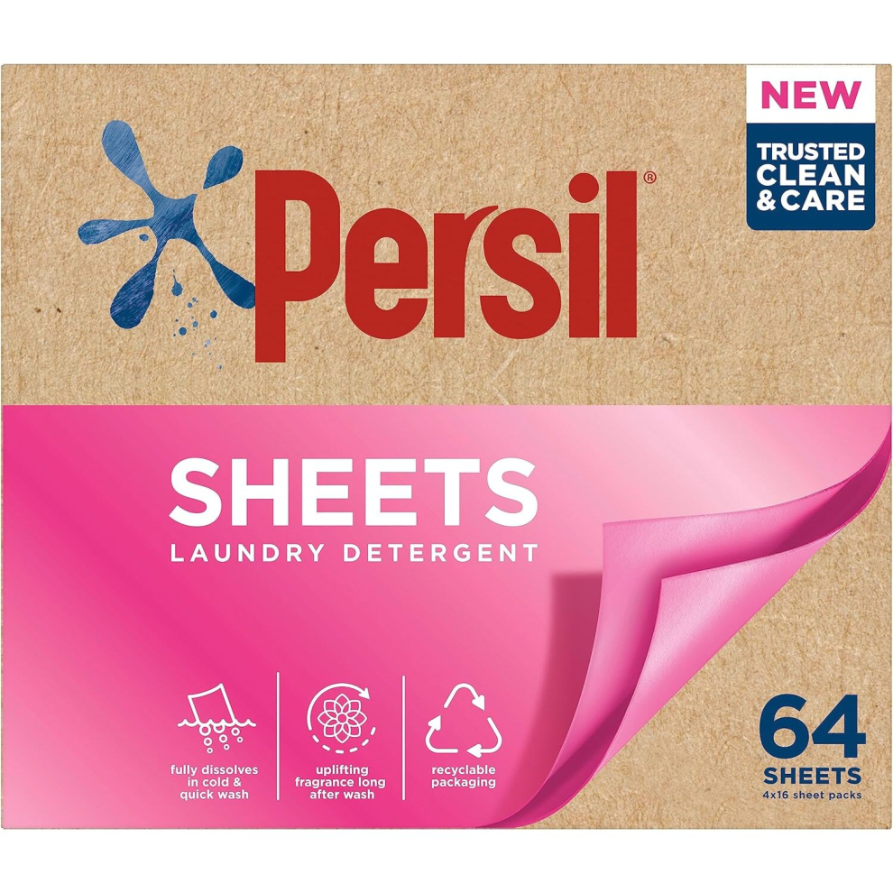 Persil Laundry Detergent Sheets Uplifting Fragrance Clean & Care Biodegradable Laundry Sheets 64