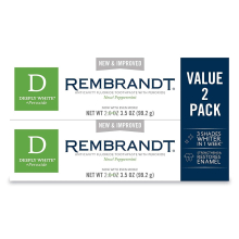 Rembrandt Deeply White + Peroxide Toothpaste, Peppermint, 3.5 oz / 99.2 g (2-Pack)